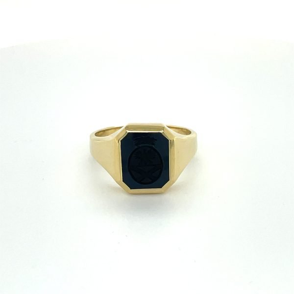 Geelgoud achtkant blauw lagensteen - Afbeelding 2