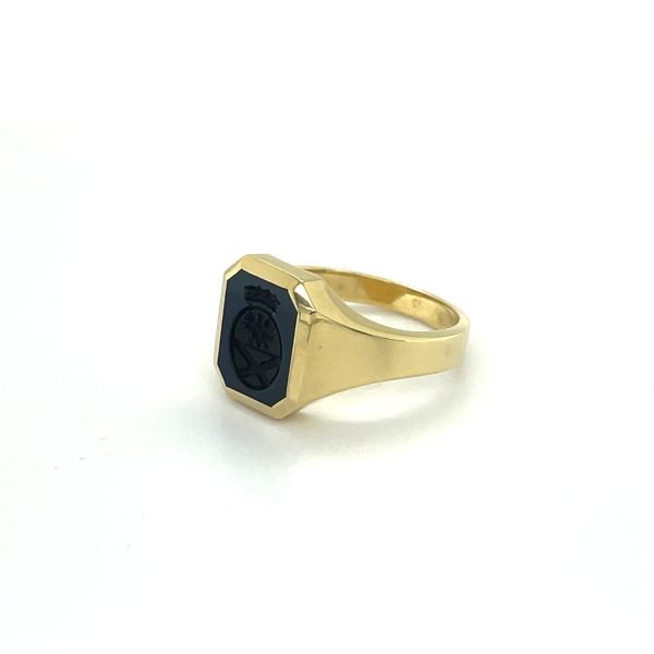 Geelgoud achtkant blauw lagensteen - Afbeelding 3